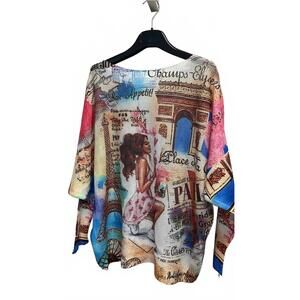 NEW LOOWIE women's paris tromphe round neck printed sweater in multi